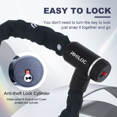 Bike Chain Lock, 2.95 Feet Long Heavy Duty Anti-Theft Bicycle Chain Lock with Keys for Bike, Motorcycle, Scooter, Bicycle, Door, Gate, Fence