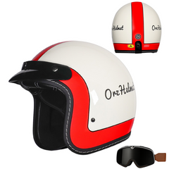 3/4 Open Face Motorcycle Helmet for Men & Women, DOT Approved Vintage Cruiser & Scooter Helmet with Visor, Lightweight Half Shell Helmet for Urban Commuting & Street Riding