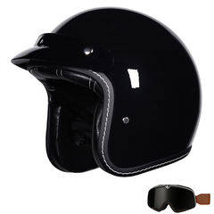 3/4 Open Face Motorcycle Helmet for Men & Women, DOT Approved Vintage Cruiser & Scooter Helmet with Visor, Lightweight Half Shell Helmet for Urban Commuting & Street Riding