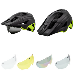 Bike Helmet with USB Rechargeable Rear Light Detachable Magnetic Goggles Removable Sun Visor Mountain & Road Bicycle Helmets for Men Women Adult Cycling Helmets