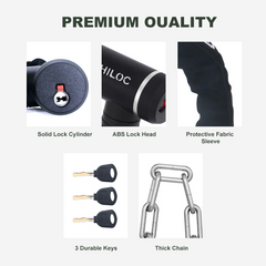 Lucchetto a catena per bici, lungo 90 cm, robusto antifurto con chiavi per bici, moto, scooter, bicicletta, porta, cancello, recinzione