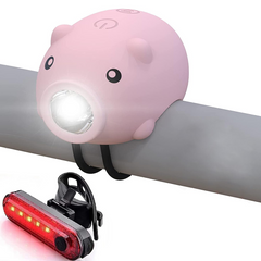 Rechargeable Bike Headlight & Taillight Set, Cute 3-Mode Kids Bike Light with Horn, Safe Night Riding Lights for Boys Girls