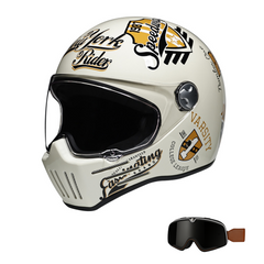 DOT Approved Vintage Full Face Motorbike Helmet, Piano Finish, Quick-Swap Removable Visor, Double D-Ring Strap, Unisex Adult Gear