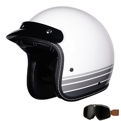 3/4 Open Face Motorcycle Helmet for Men & Women, DOT Approved Vintage Cruiser & Scooter Helmet with Visor, Lightweight Half Shell Helmet for Urban Commuting & Street Riding