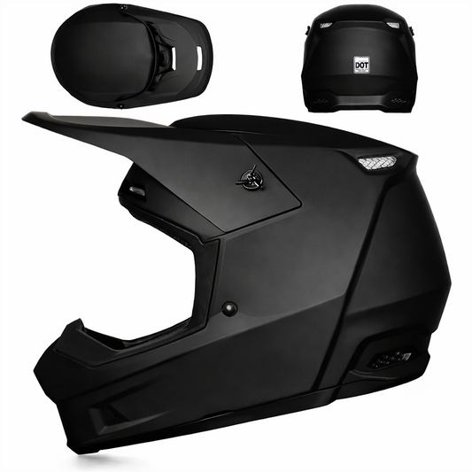 DOT Certified Full Face Dirt Bike Helmet for Adult & Youth – Off-Road Motocross ATV Motorcycle Helmet with Goggles, Quick-Release Buckle & Adjustable Sun Visor