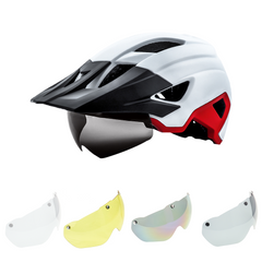 Bike Helmet with USB Rechargeable Rear Light Detachable Magnetic Goggles Removable Sun Visor Mountain & Road Bicycle Helmets for Men Women Adult Cycling Helmets