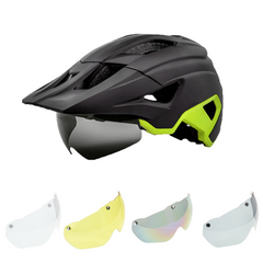 Bike Helmet with USB Rechargeable Rear Light Detachable Magnetic Goggles Removable Sun Visor Mountain & Road Bicycle Helmets for Men Women Adult Cycling Helmets